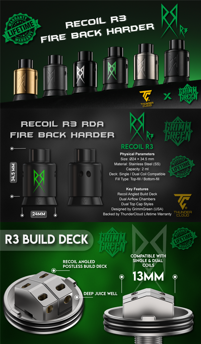 Recoil R3 RDA Thundercloud X GrimmGreen– Straight Fire Vaporium